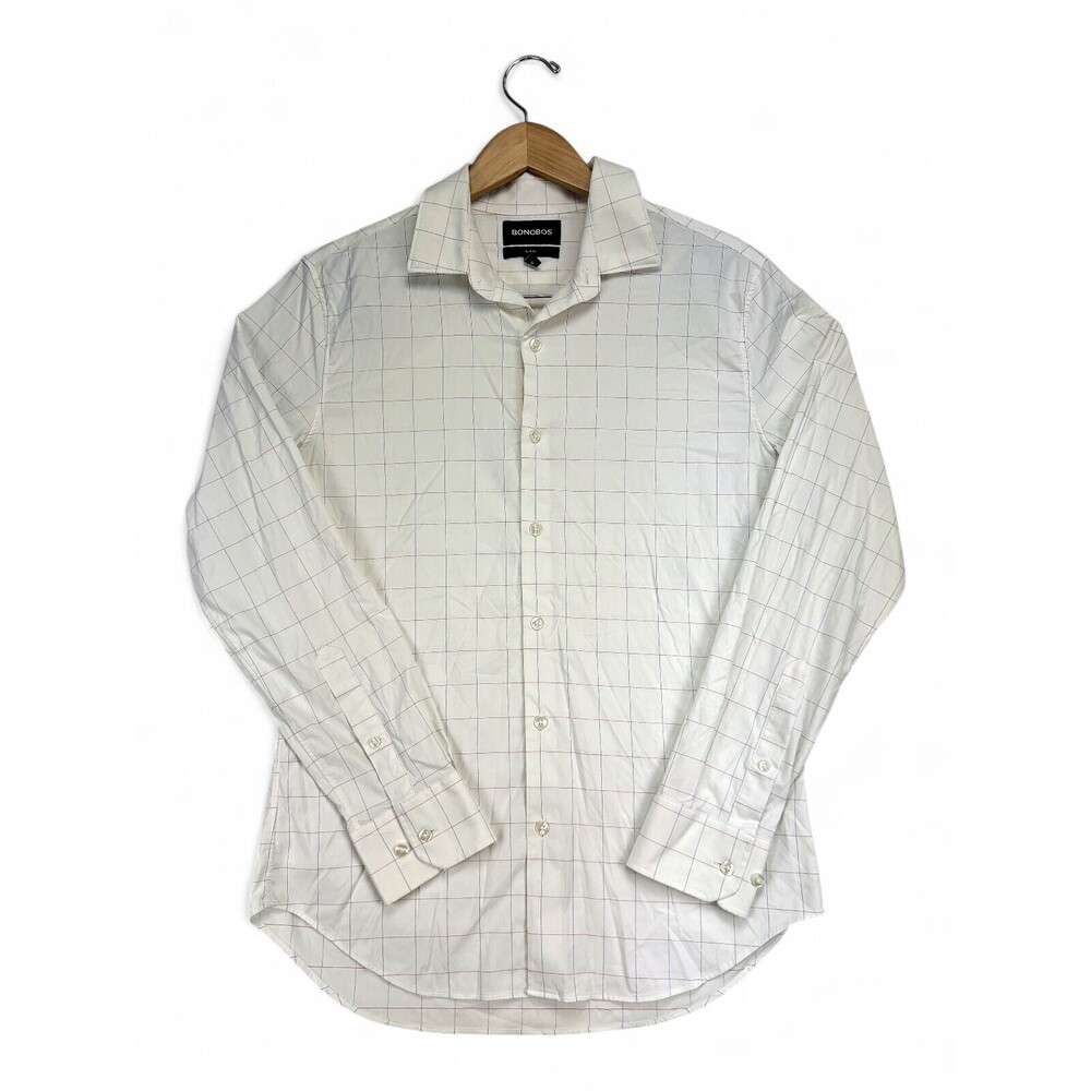 Bonobos Men's Windowpane Dress Shirt M‎ - White